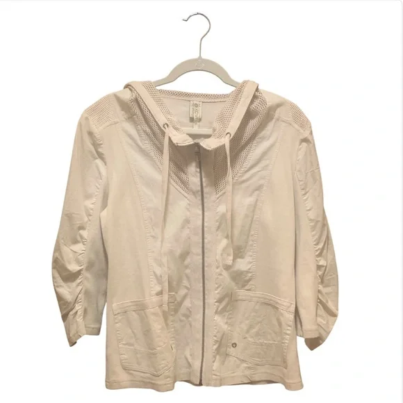 NWT XCVI Women's Medium Utility Lightweight Sand Ivory Mesh Jacket - Picture 1 of 8